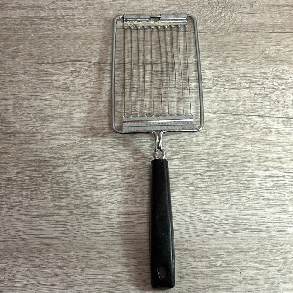 Vintage Another Ekco Product USA Tomato Slicer Stainless Steel Black Handle